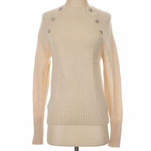 J. Crew Cream Sweater with Silver Button Details on neck size XS lambswool